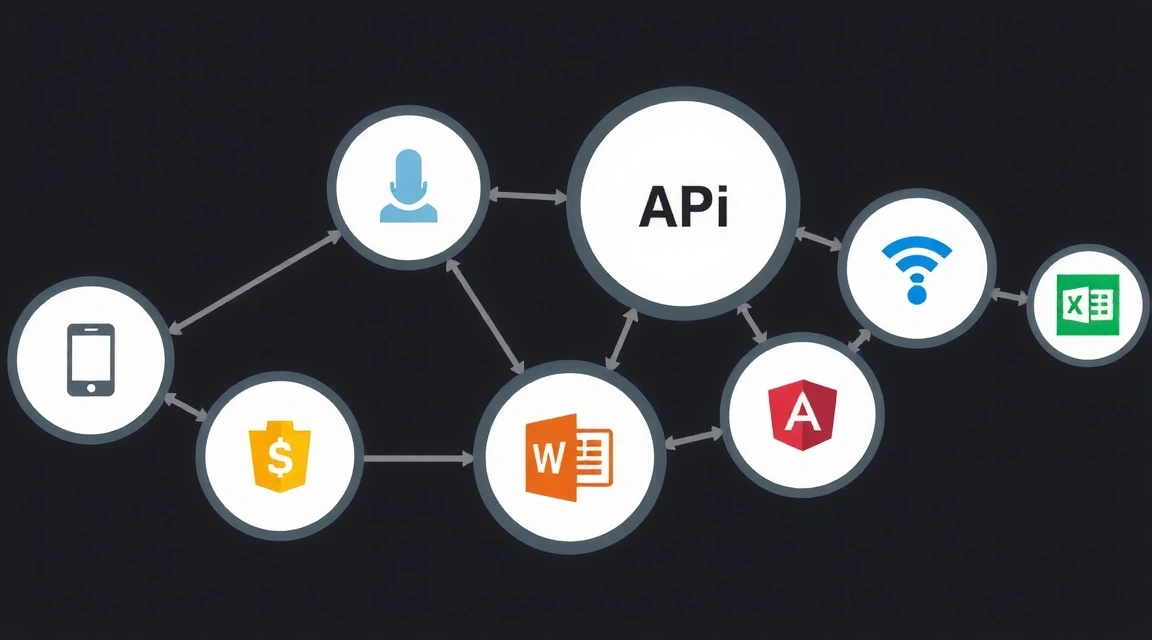An abstract depiction of data flow and connections, representing API integration and seamless communication between different software systems.