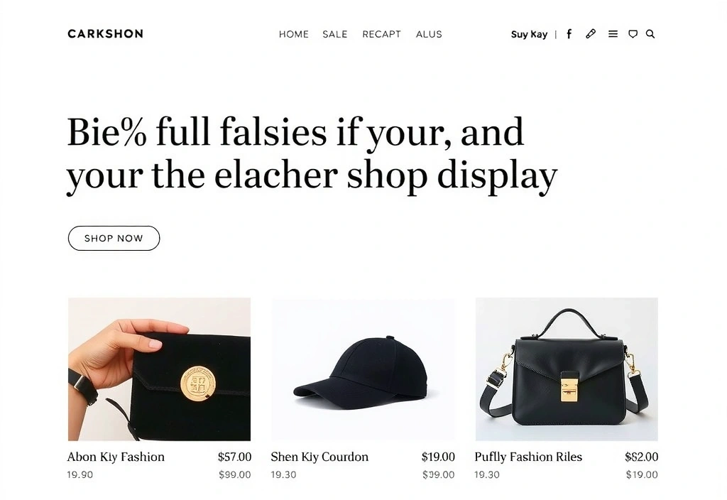 Screenshot of a modern e-commerce platform for a fashion brand.