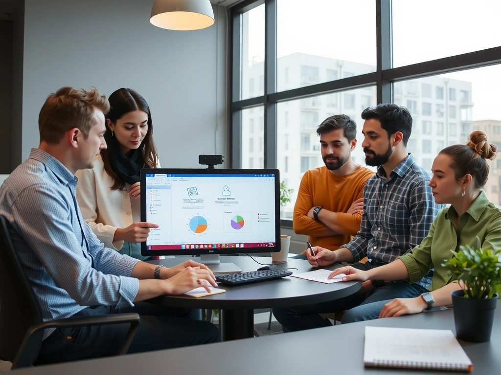 A team of designers collaborating on a web project